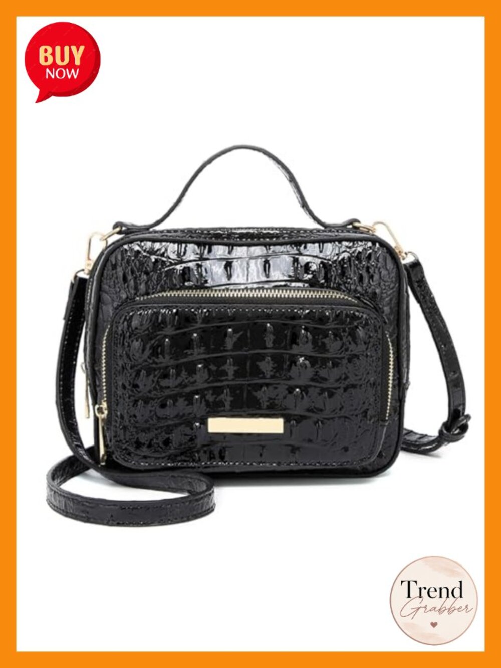 Small Crocodile Crossbody Bag Vegan Leather Mini Top-Handle Purse Women